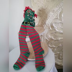 NWt Elf Stocking-Socks & Christmas BeaD•ed Headband~